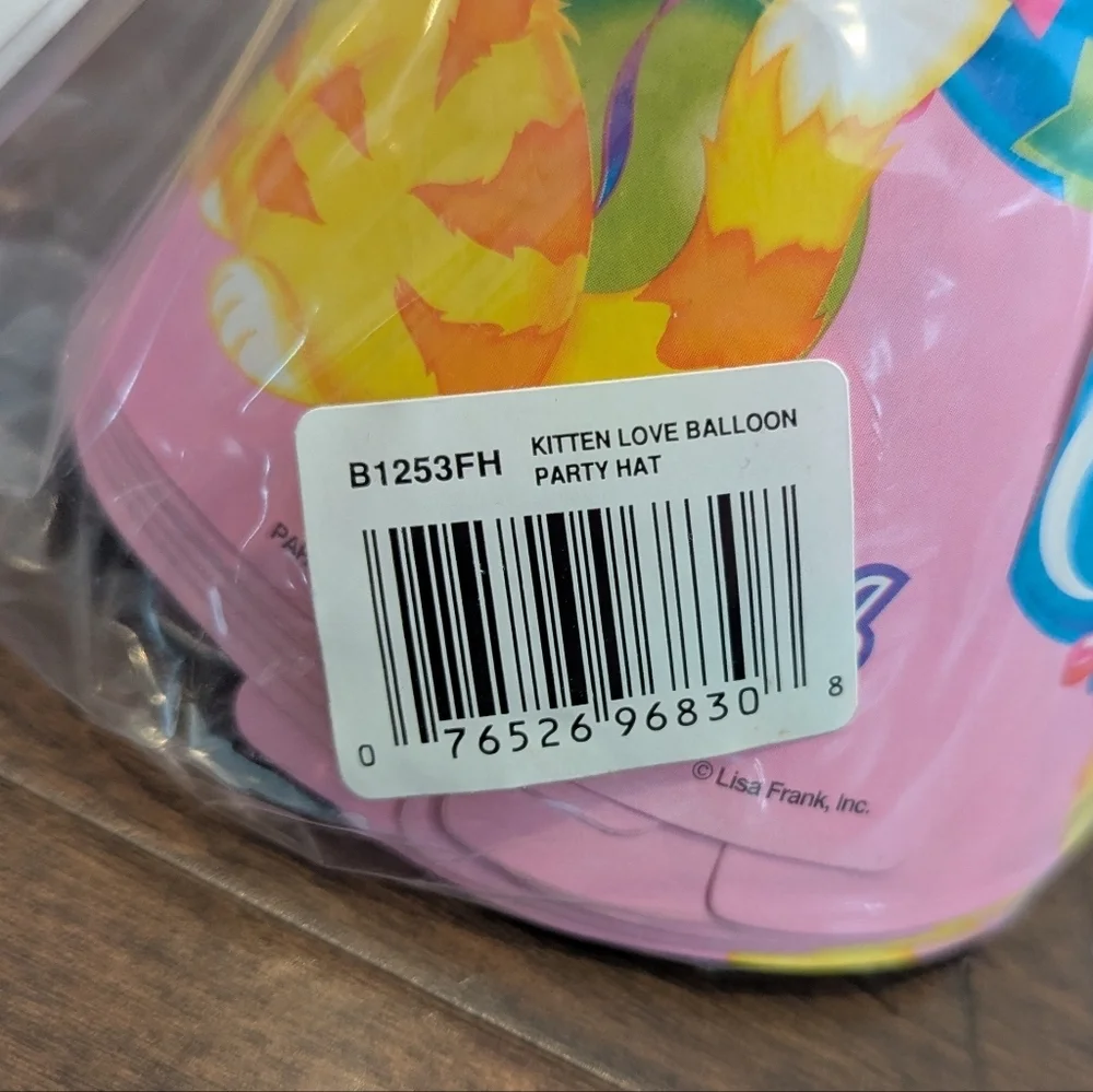 Lisa Frank Vintage 90s Party Hats 8 Pack- Kitten Love Balloon Party Supplies